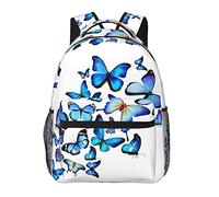 OGNOT Blue Butterfly Backpack For School,Large Travel Backpack,Lightweight School Bag College Laptop Backpack For Men Women, Blue Butterfly, One Size, Travel Backpacks