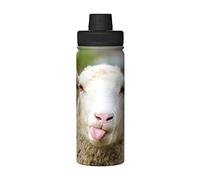 OGNOT Funny Naughty Sheep Tongue Cute Animal printed 18 OZ Stainless Steel Insulated Kettle/Sports Water Bottle,Reusable Hiking Thermal Flask