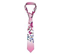 OGNOT Pink Butterflies Pattern Tie, Holiday Funny Ties For Men, Great For Weddings Groom Groomsmen Missions Dances Xmas Gifts, Pink Butterflies, One Size