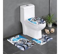 OGNOT White Tiger Bathroom Rug Sets 3 Piece, Contour Mat,Non Slip Rugs Absorbent Bath Mats, for Bathroom, Shower