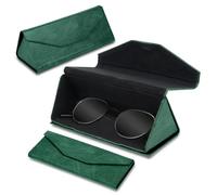 OGNWFUNK Sunglass Case Compatible with Maui Jim - Magnetic Folding Hard Glasses Case, Compact Sunglasses Travel Case for Aviators & Polarized Shades, Durable Protection for Daily Carry, Green