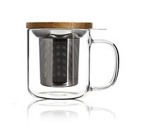 OGO LIVING - 7912103 300 ml Gustave Tea Pot - Ideal for Tea, Herbal Tea, infusions and Rooibos - Glass Tea Mug and Acacia Wood lid