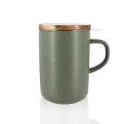 Ogo Tea Mug with Wooden Lid, Verte, 14 x 9 x 14 (cm)