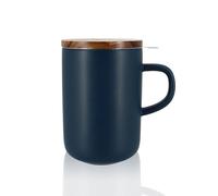 Ogo Tea Pot with Wooden Lid, Bleue, 14 x 9 x 14 (cm)