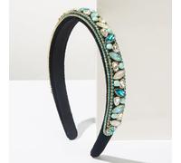 OGoeesy Rhinestone Hairband Baroque Beaded Headbands Crystal Hairband Hair Hoop Wide Headpiece for Women's Glitter Sparkle Fashion Hair Accessories (Blue)