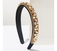 OGoeesy Rhinestone Hairband Baroque Beaded Headbands Crystal Hairband Hair Hoop Wide Headpiece for Women's Glitter Sparkle Fashion Hair Accessories (Coffee)