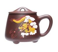 OGOODLE Kungfu Tea Cup 500ML Purple Sand Cup Painted Tea Mug Set Office Cover Men's Large Capacity with Handle Brewing Small Tea Cups