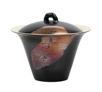 OGOODLE Kungfu Tea Cup Burning Silver foil Zen Wind Black Horseshoe Two-Cap Bowl Single Ceramic Retro Tea coarse Pottery Set Small Tea Cups