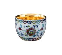 OGOODLE Kungfu Tea Cup Ceramic Teacup Blue-and-White Master's Cup Tea Bowl Flower-Patterned Vase Gilded Craftsmanship Small Tea Cups