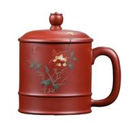 OGOODLE Kungfu Tea Cup Clay Tea Cup Office Set 380ML Purple Sand Handmade with Lid for Men Small Tea Cups