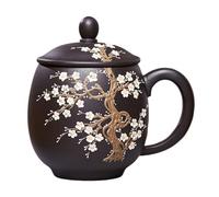 OGOODLE Kungfu Tea Cup Creative Personal Plum Blossom Purple Sand Cup with Lid Large Capacity Tea Brewing Kung Fu Set Home 460ML Small Tea Cups