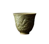 OGOODLE Kungfu Tea Cup Embossed Teacup Ceramic Retro Simple Juice Cup Tea Art Decorative Small Tea Cups