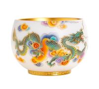 OGOODLE Kungfu Tea Cup Gilded Master Cup Teacup Dragon and Phoenix Auspiciousness Tea Set Zodiac Home Gold Small Tea Cups