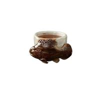 OGOODLE Kungfu Tea Cup Handcrafted Year-Round Abundance Fish-Motif Tea Cup Owner's Tasting Hagi-Style Ceramic Small Tea Cups