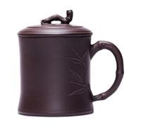 OGOODLE Kungfu Tea Cup Handmade Purple Clay Cup Tea Brewing with Lid Men's Office Set 380ML with Small Tea Cups
