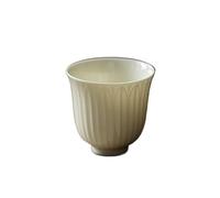 OGOODLE Kungfu Tea Cup Household Apricot White Glaze Ceramic Lotus Petal Pattern Tea Cup Kung Fu Set Chinese Retro Host Pu'er Single Small Tea Cups