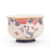 OGOODLE Kungfu Tea Cup Purely Hand-Made Ceramic Gold-Painted Prosperous Cat Tea Cup, Owner's, Flower-mouthed, Exquisite Small Tea Cups