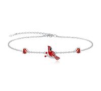 oGoodsunj Sterling Silver Ring Red Cardinal Ring for Women: Adjustable Memorial Jewellery Sympathy Gift for Women Girls Family, 8.5, Silver, Cubic Zirconia