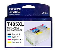 OGOUGUAN 405 405XL Refillable Ink Cartridges with Auto Reset Chips Compatible for Workforce Pro WF-3825 WF-3820 WF-7840 WF-4820 WF-4825