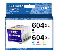 OGOUGUAN 604XL Refillable Ink Cartridges with Auto Reset Chips Compatible with XP2200 XP2205 XP3200 XP3205 XP4200 XP4205 WF2935 WF2930 WF2910 WF2950 Printers