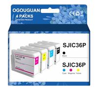 OGOUGUAN CAIDI Compatible Inkjet Cartridges SJIC36P T44C1 T44C2 T44C3 T44C4 for EPS CW-6000A C6000P C6500A C6500P Label Printing (BK C M Y)