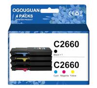 OGOUGUAN CAIDI Compatible Laser Toner for Dell C2660 C2660dn C2665 C2665dnf (Black/Cyan/Magenta/Yellow)