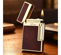 OGQBEAPC Premium Soft Flame Lighter, Refillable Butane Lighter with Durable Tungsten Steel Wheel, Elegant Metal Lighter for Smoking, for Men(A)