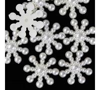Ogquaton 100Pcs Snowflake Artificial Flatback Pearl Beads Christmas Card Making Phone Decoration DIY Craft Jewelry Making Pearl Delicate Beads Scrapbooking Embellishments 100 Durable and Useful