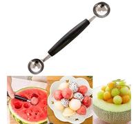 Ogquaton Durable Stainless Steel Double-End Melon Ice Cream Baller Scoop, Melon Baller Fruit Spoon Watermelon Dessert Scoop Cookie Dough Cake Pops Spoon Half Ball Maker Random Practical and Popular
