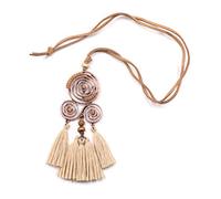 Ogquaton Vintage Bohemian Ethnic Tassel Pendant Necklace Long PU Leather Rope Sweater Chain Clothing Jewelry Accessories Cost-Effective
