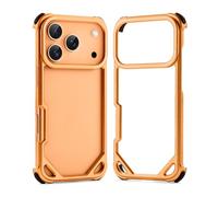 OGRANEE Metal Bumper Case for iPhone 17 Pro, Aluminum Alloy Frame Hollow Back Design Compatible with Mag, Minimalist Slim Shockproof Cool Cover Hard Shell, Raised Edge Protection, Orange