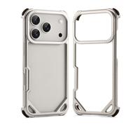 OGRANEE Metal Bumper Case for iPhone 17 Pro, Aluminum Alloy Frame Hollow Back Design Compatible with MagSafe, Minimalist Slim Shockproof Cool Cover Hard Shell, Raised Edge Protection, Natural