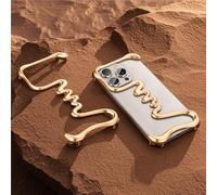 OGRANEE Metal Frameless Case for iPhone 15 Pro, Bezel Less Ultra Thin Minimalist Shockproof Bumper Slim iPhone 15 Pro Case Military Grade Drop Protection for Men, Alloy Armor iPhone Case, Gold