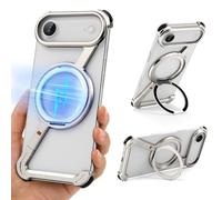 OGRANEE Z Metal Case for iPhone Air Frameless, Aluminum Alloy Bumper Compatible with Magsafe Kickstand Minimalist ShockAirof Cool Cover Hard Shell with 360°Ring Holder Magnetic Stand, Natural