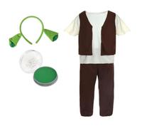 Ogre Costume for Adults with Ogre Ears & Green Face Paint - Funny Green Monster Fancy Dress Outfit for Halloween, Parties & Cosplay (XL SIZE)