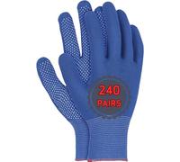 Ogrifox OX-DOTUA_NW Polyester Gloves, Protective Gloves, Work Gloves, Safety Gloves Ox. 14.286, Blue-White, Size L, 240 pairs
