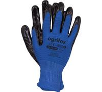 Ogrifox OX-PLUMO Polyester Gloves Coated with Nitrile, Protective Gloves, Work Gloves, Gardening Gloves OX.13.149, Blue-Black, Size 10, 240 pairs