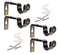 Ogrmar 4 Pack Heavy Duty Curtain Rod Brackets Bronze for 3/4" or 5/8" Poles (Bronze)
