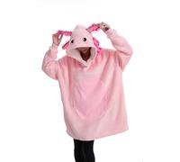 OGU' DEAL Women's Axolotl Hoodie Wearable Blanket Cozy Plush Flannel Fleece Sherpa Hoodie Throw Cloak Wrap Axolotl Gifts for Adults Pink, Pink, One size