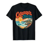 Ogunquit Maine Coastal Town Marginal Way Beach Value Graphic T-Shirt, Men, Black, M
