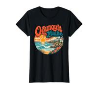 Ogunquit Maine Coastal Town Marginal Way Beach Value Graphic T-Shirt, Women, Black, XL