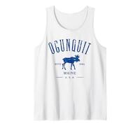 Ogunquit Maine USA with Moose Distressed Design Souvenir Tank Top