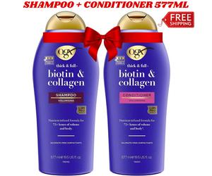 OGX Biotin & Collagen Shampoo & Conditioner Set 577ml Fine Thin Hair Thick Full