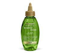 OGX Extra Strength Refreshing + Invigorating Teatree Mint Dry Scalp Treatment with Witch Hazel Astringent to Help Remove Scalp Buildup, Paraben-Free, Sulfate Surfactant-Free, 4 fl oz