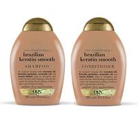 ogx® (formerly Organix) ‘Ever Straight Brazilian Keratin’ smoothing shampoo 385 ml with conditioner 385 ml - for longer lasting style for wavy and curly hair