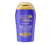 OGX Thick & Full with Biotin & Collagen Shampoo, with Vitamin B7 Biotin, Collagen and Hydrolyzed Wheat Protein, for Thicker, Fuller & Healthier-Looking Hair, Sulfate Free, 88.7ml