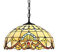 OGYJMSFN Chandelier E27 Tiffany Pendant Lamp Decorative Vintage Glass Height Adjustable Dining Table Kitchen Lamps Retro Living Room(Grey Wolf)