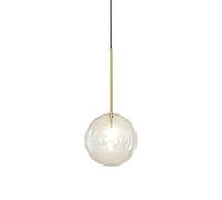 OGYJMSFN Chandelier Modern Clear Glass Globe Pendant Light Fixture Minimalist Spherical Hanging Lamp with Gold Rod Accent Adjustable Ceiling for Kitchen(20cm)