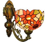 OGYJMSFN Wall Lamp Lighting Night Retro Lamp Hotel Antique Stickers Art Deco 8 Inch British Stained Glass Modern Mirror Tiffany Garden Bedside Aisle Morning Glory