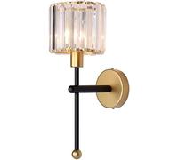 OGYJMSFN Wall Sconce Black Gold Crystal Sconce, Vintage Mid-Century Modern Lamp Long Pole for Bathroom Vanity, Farmhouse Lighting Fixture
